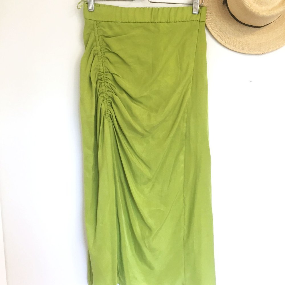 ZARA lime green zip skirt